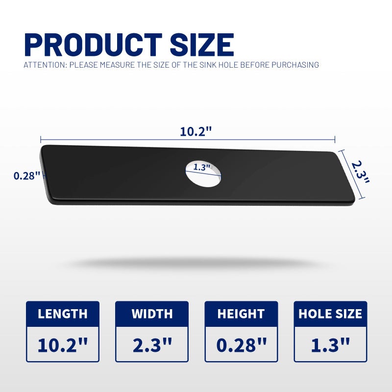 BWE 10 Inch Faucet Hole Cover.Bathroom or Kitchen Sink Hole Cover,Black Escutcheon Plate,Stainless Steel Deck Plate for 1 or 3 Hole Bathroom or Kitchen Sink Fauce - Image 3